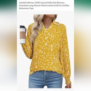 Women's Yellow Polka Dot Blouse